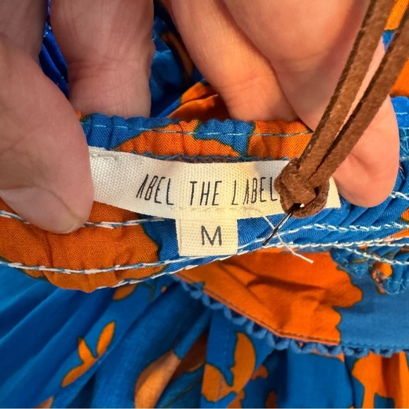 Anthropology ABEL THE LABEL Charlotte Floral Boho Halter Blue Long Maxi Dress M - Picture 10 of 12